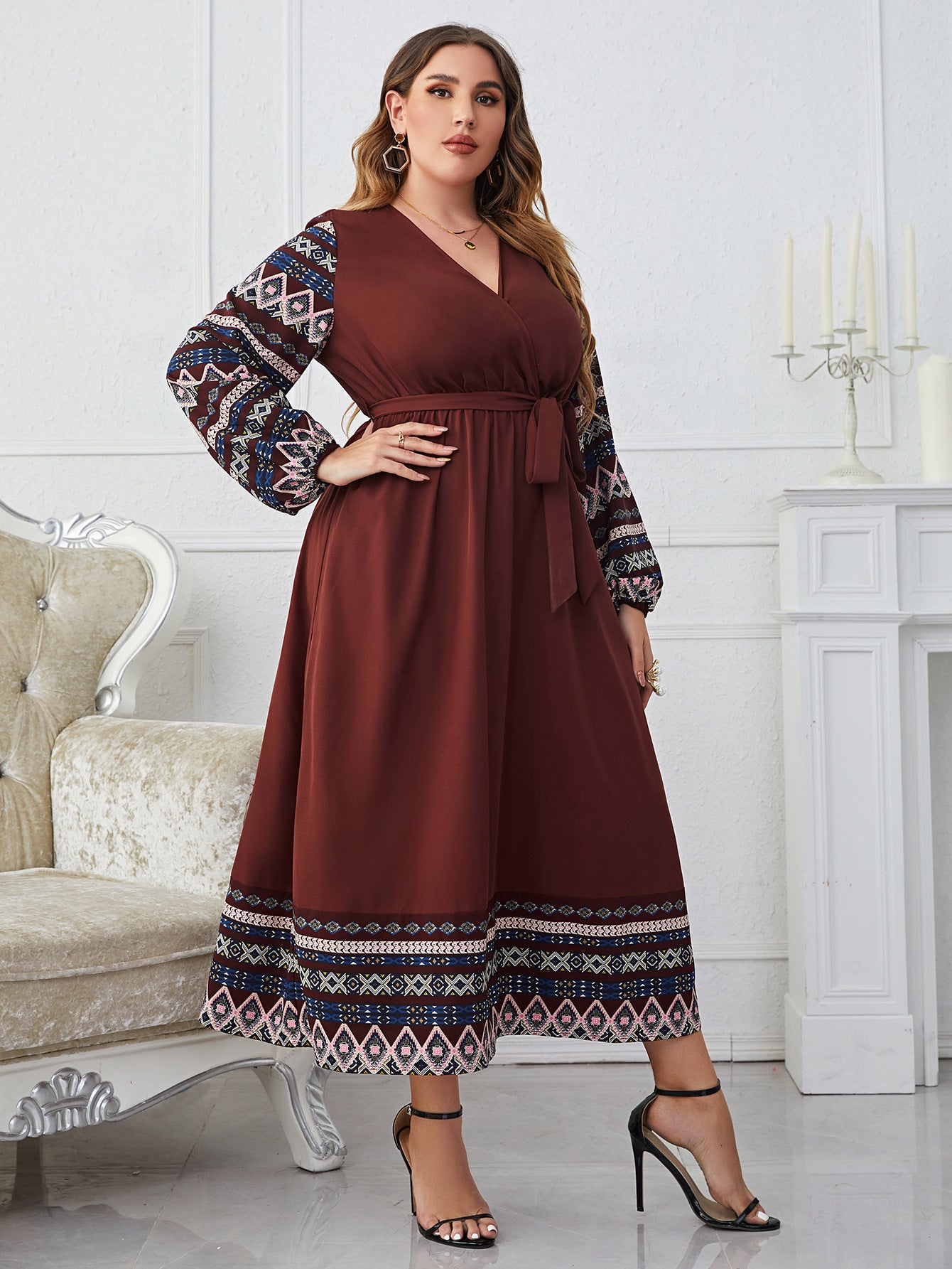 Boho Collection: Women's Dress Plus Size Elegant High Waist - Elora Moda