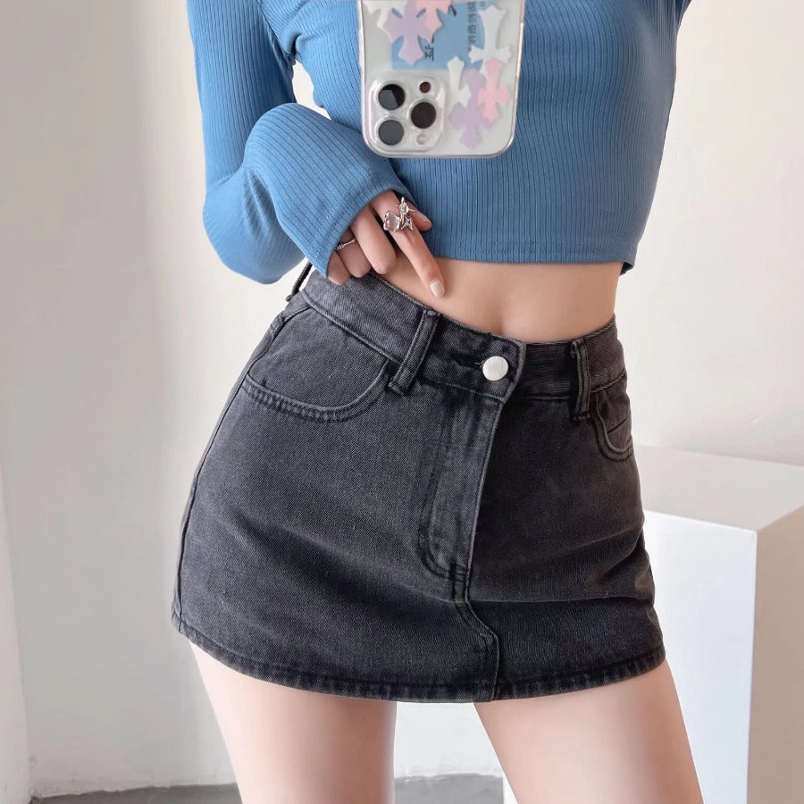 Sheath Ultra Short Denim Skirted Leggings Anti-exposure Underpants Denim European And American