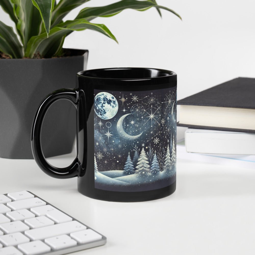 Celestial Christmas mug glossy black - Elora Moda