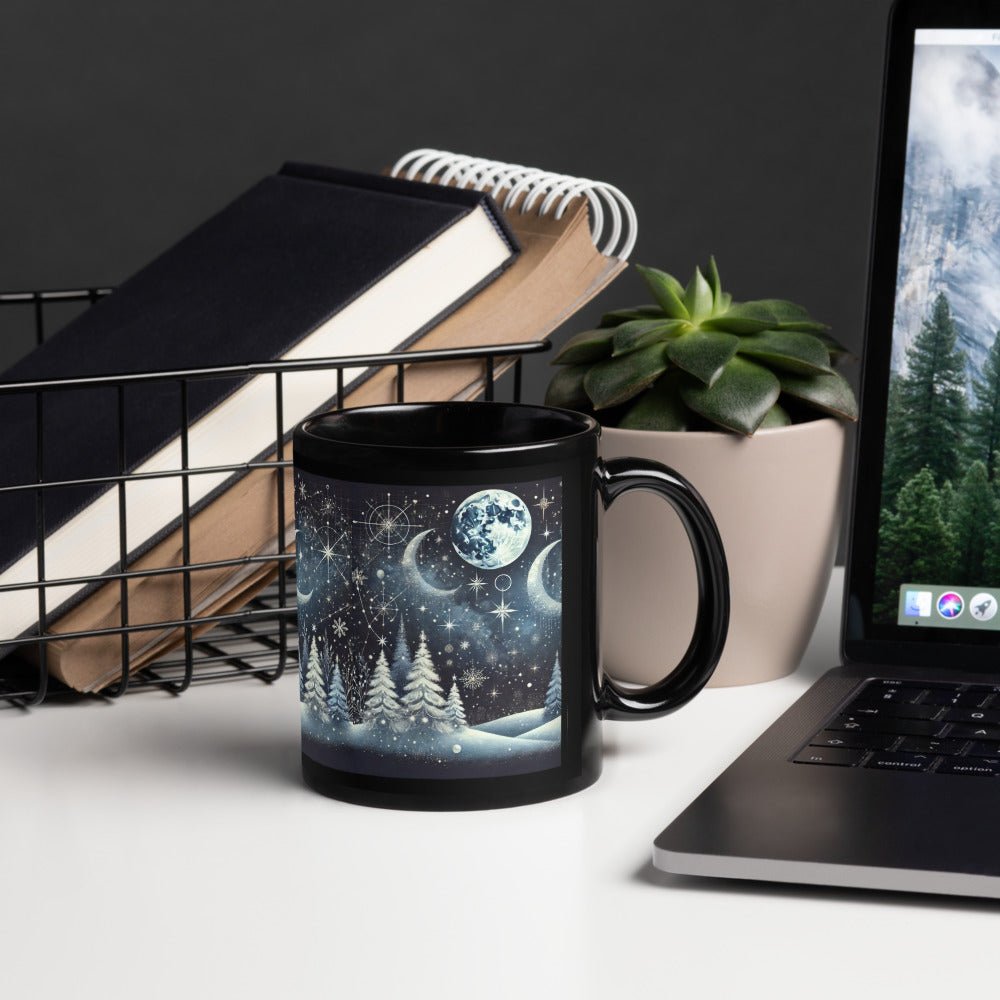Celestial Christmas mug glossy black - Elora Moda