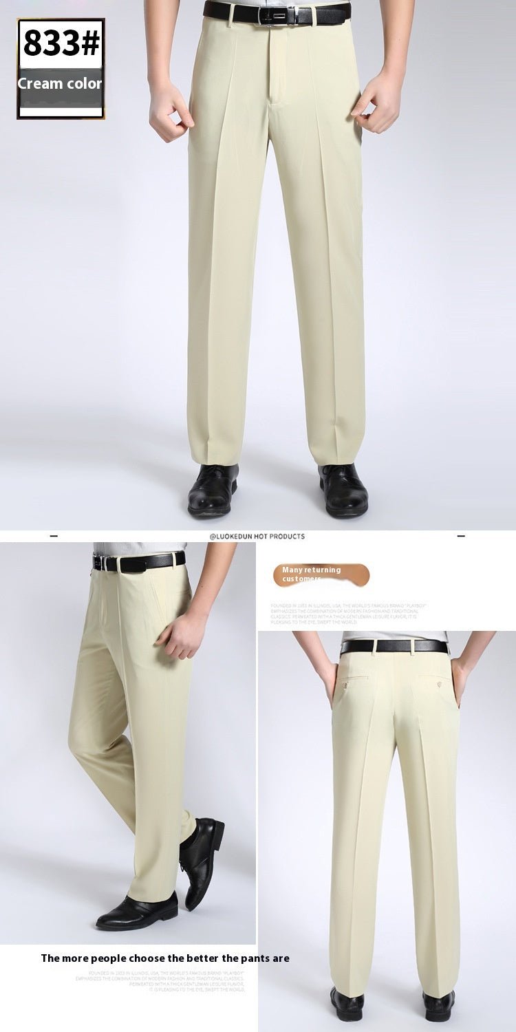 Men's Suit Pants High Waist Loose Business Formal Wear - Elora Moda