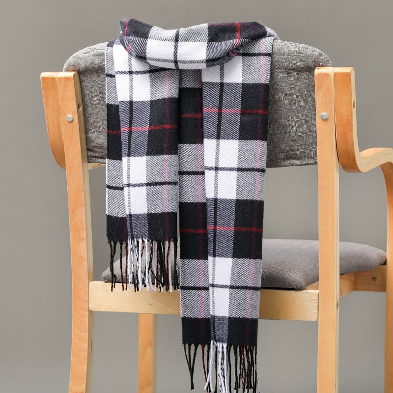 British Plaid Imitation Cashmere with Tassels Men's Scarf - Elora Moda