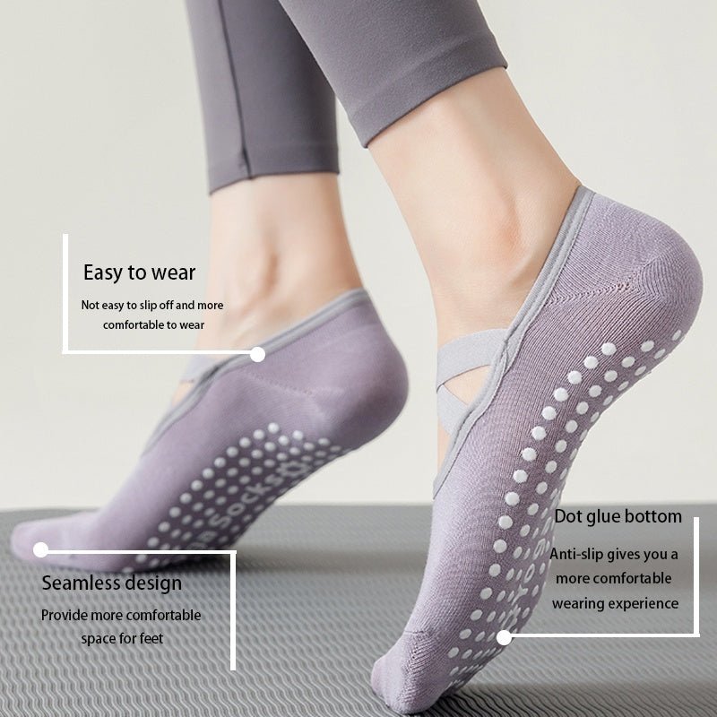 3 Pairs Yoga Socks For Women Non - Slip Grips Straps For Added Balance And Stability Ideal For Pilates Pure Barre Ballet Dance Barefoot Workout - Elora Moda