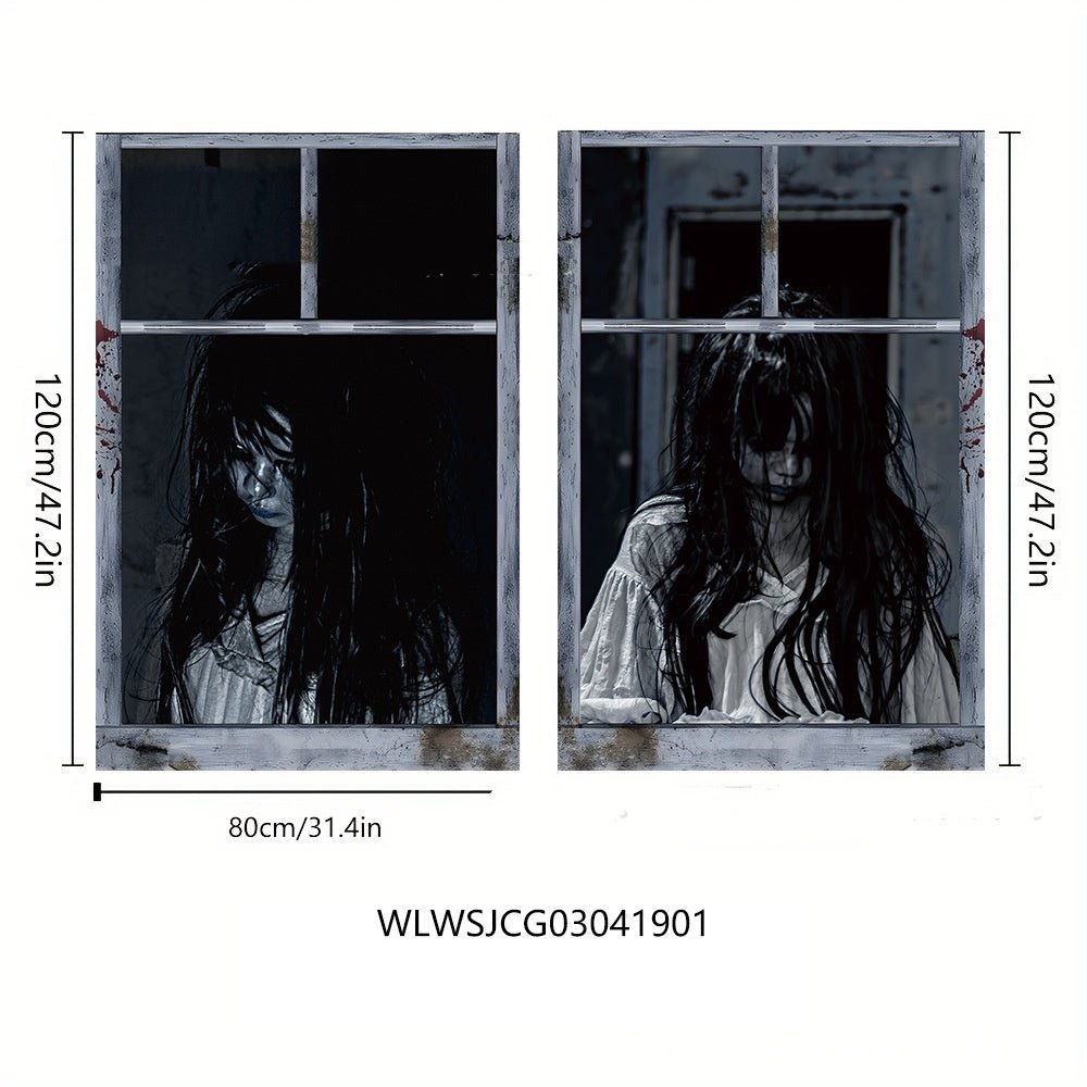 3D Halloween Horror Witch Zombie Ghosts Super Terrifying Window Cover - Elora Moda