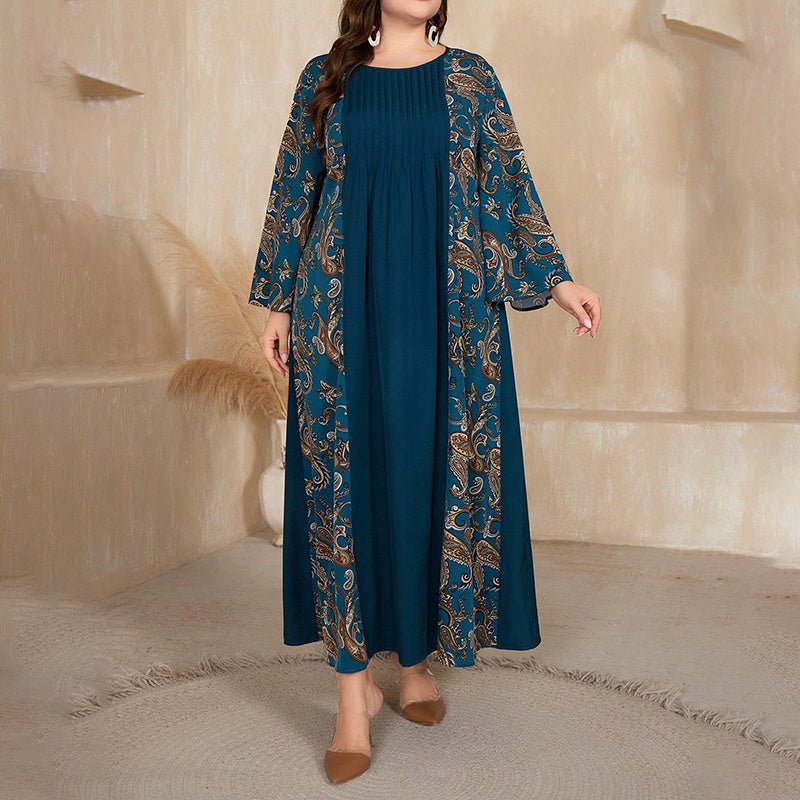Boho Collection: Women's Dress Plus Size Floral Printed Maxi - Elora Moda