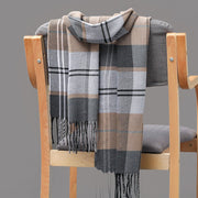 British Plaid Imitation Cashmere with Tassels Men's Scarf - Elora Moda