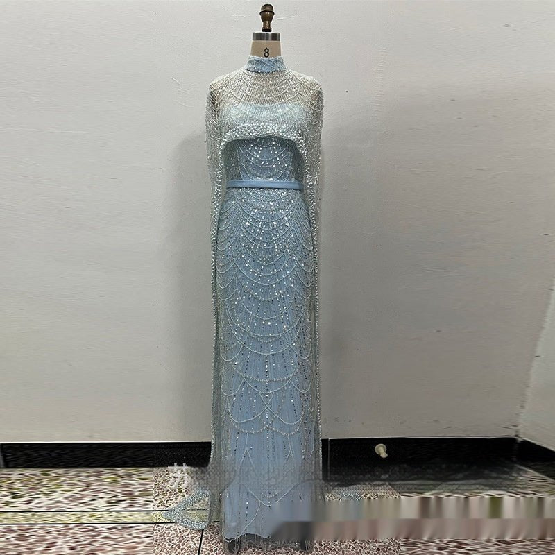Evening Dress with Pearl Embroidery - Elora Moda