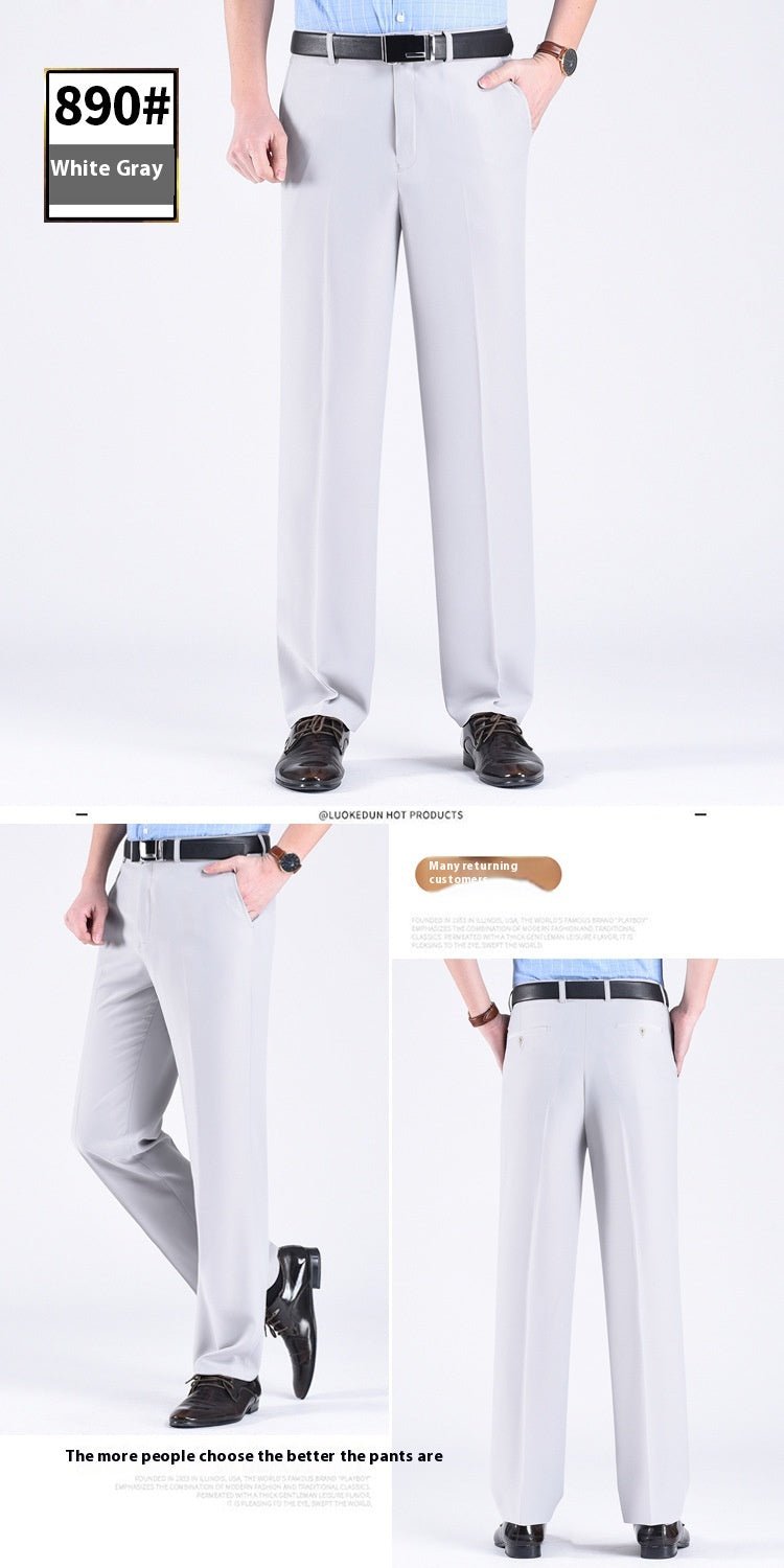 Men's Suit Pants High Waist Loose Business Formal Wear - Elora Moda