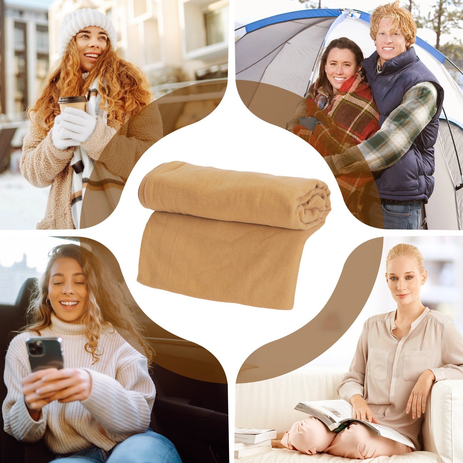 1Pc 79x24In USB Heated Shawl With Teasel Wearable Heating Blanket Electric Throw Wrap Indoor Outdoor With Zipper 3 Heating Levels Machine Washable For Outdoor Home Office - Elora Moda
