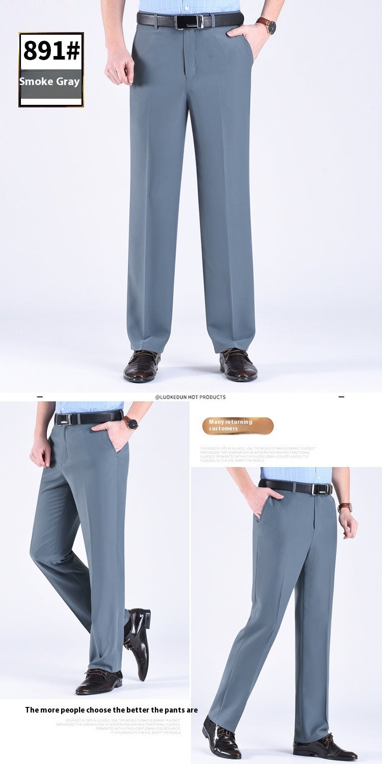 Men's Suit Pants High Waist Loose Business Formal Wear - Elora Moda