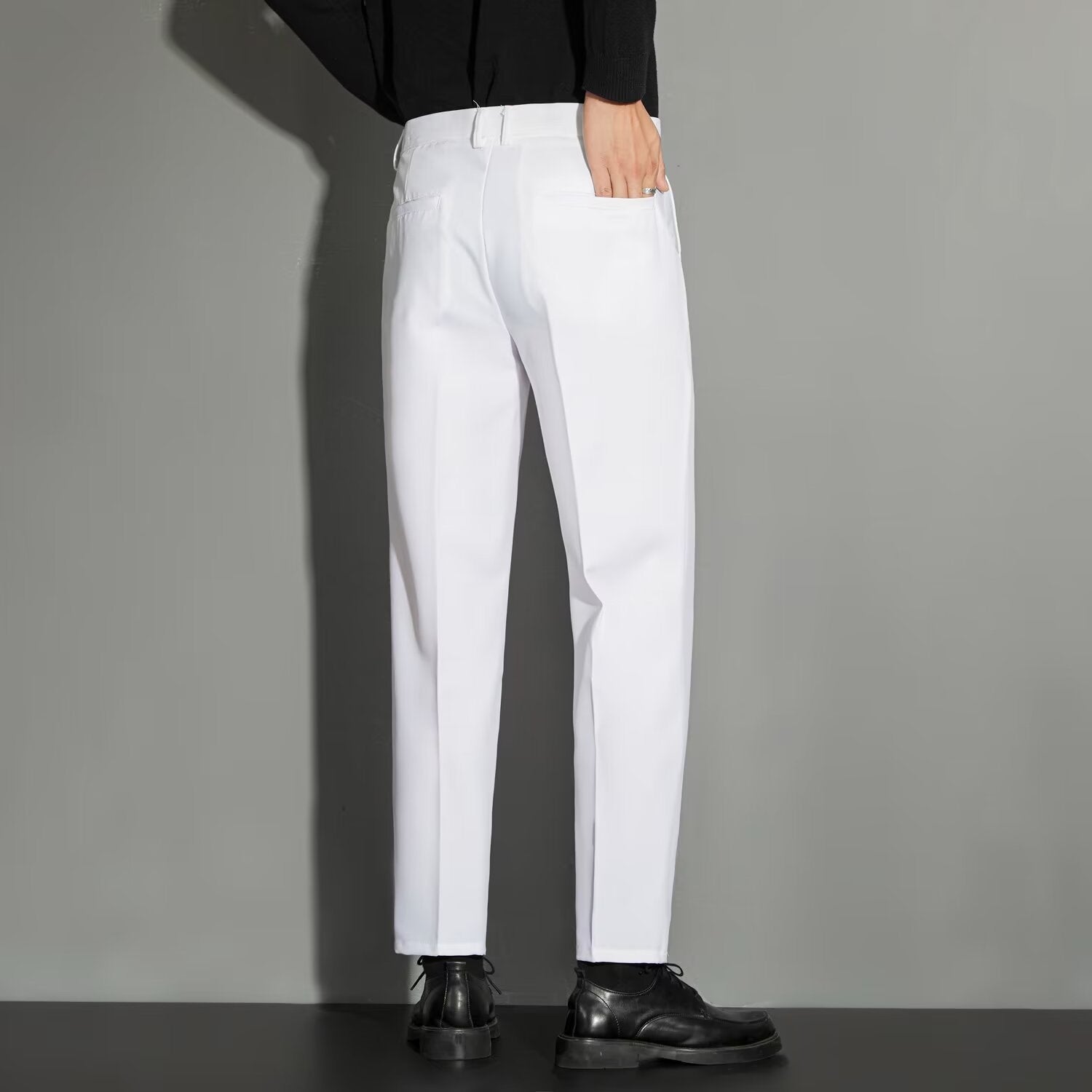 Spring Draping Effect Straight All-matching Ankle-length Suit Pants
