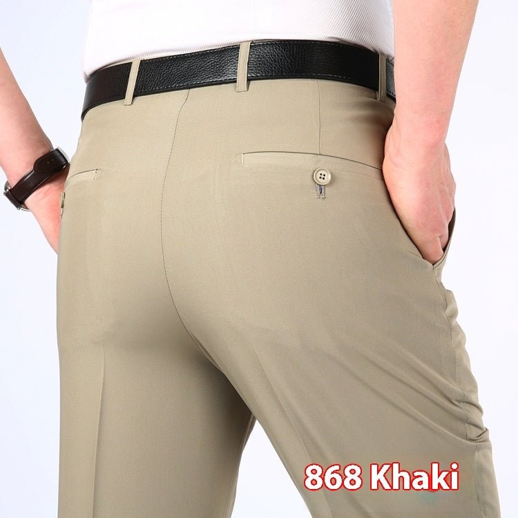 Men's Suit Pants High Waist Loose Business Formal Wear - Elora Moda