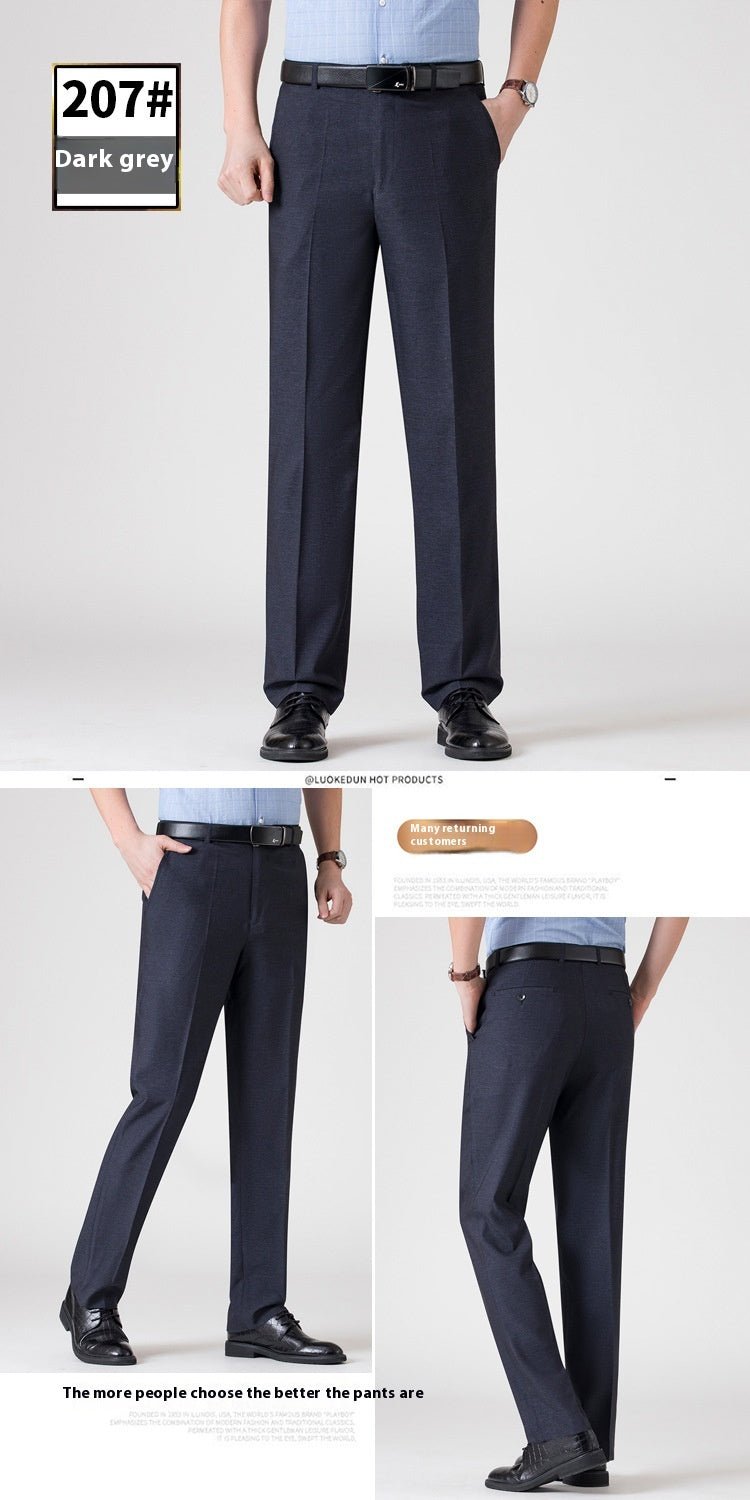 Men's Suit Pants High Waist Loose Business Formal Wear - Elora Moda