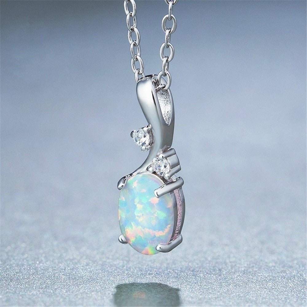 Exquisite European And American Water Drop Opal Pendant Necklace - Elora Moda