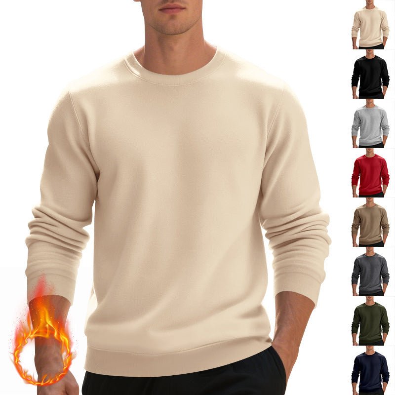 Fleece - lined Crew Neck Sweater Male Loose Casual Top - Elora Moda