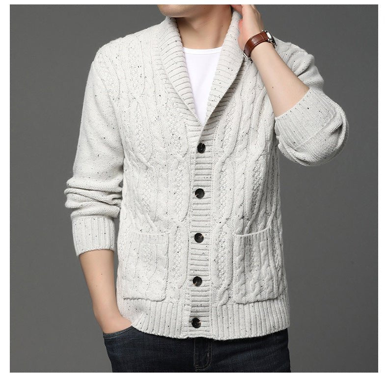 Men's Cardigan Knitted Jacquard Autumn And Winter - Elora Moda