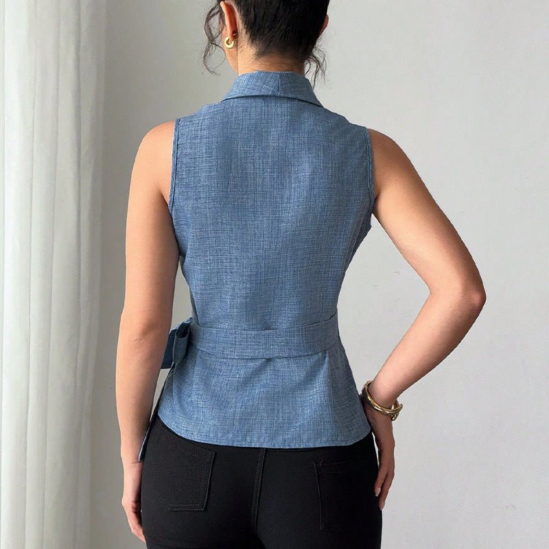 Fashionable Elegant Women's Slim Sleeveless Shirt - Elora Moda
