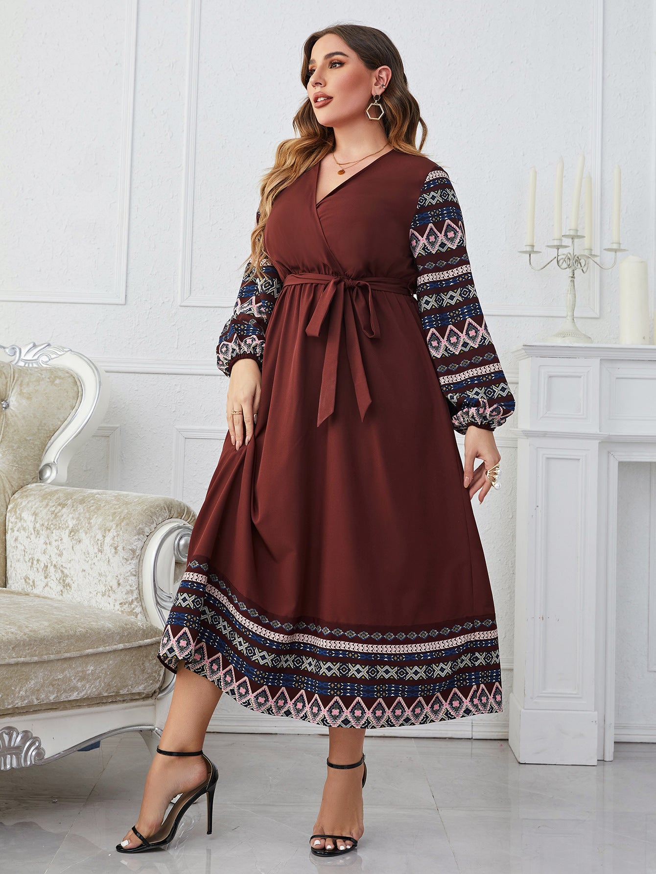 Boho Collection: Women's Dress Plus Size Elegant High Waist - Elora Moda