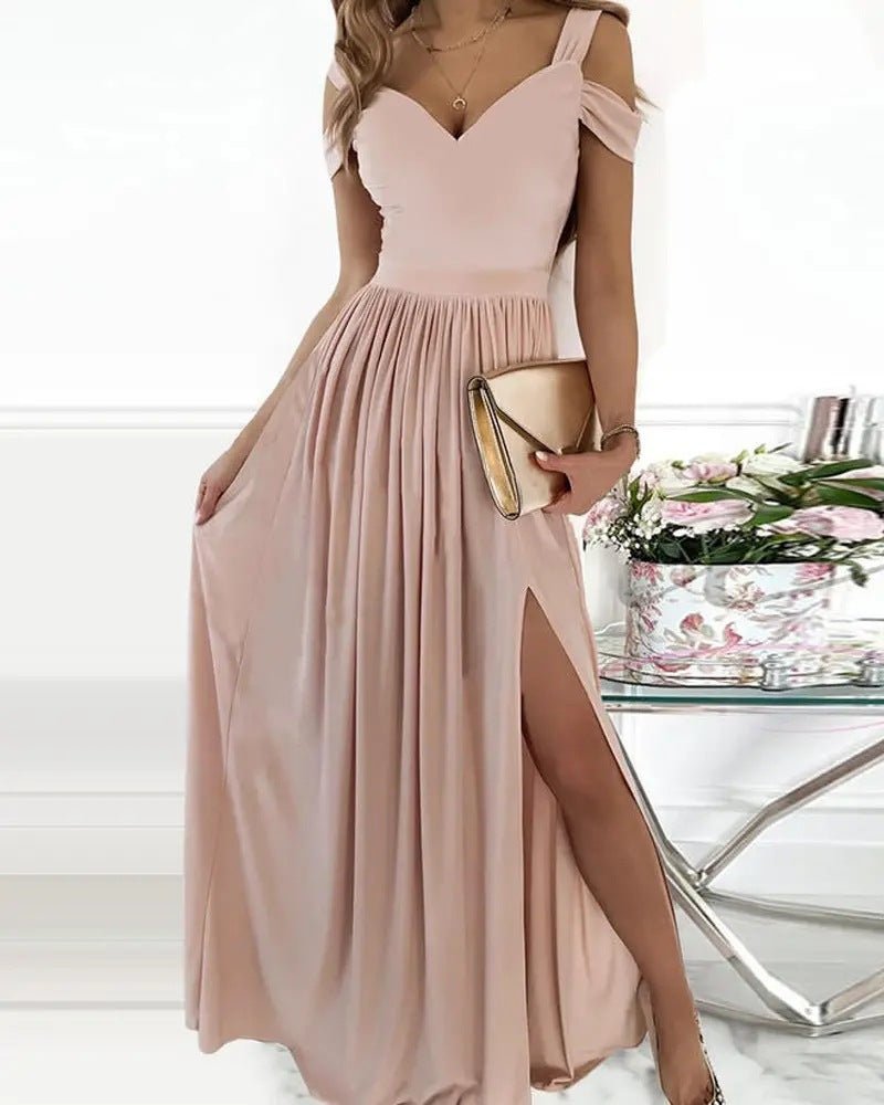 Long Floor Length Elegant Greek Style Pleated Dress - Elora Moda