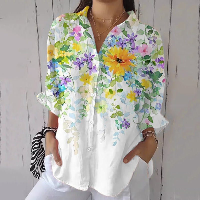 Women's European & American Fashionable Floral Pattern Shirt - Elora Moda