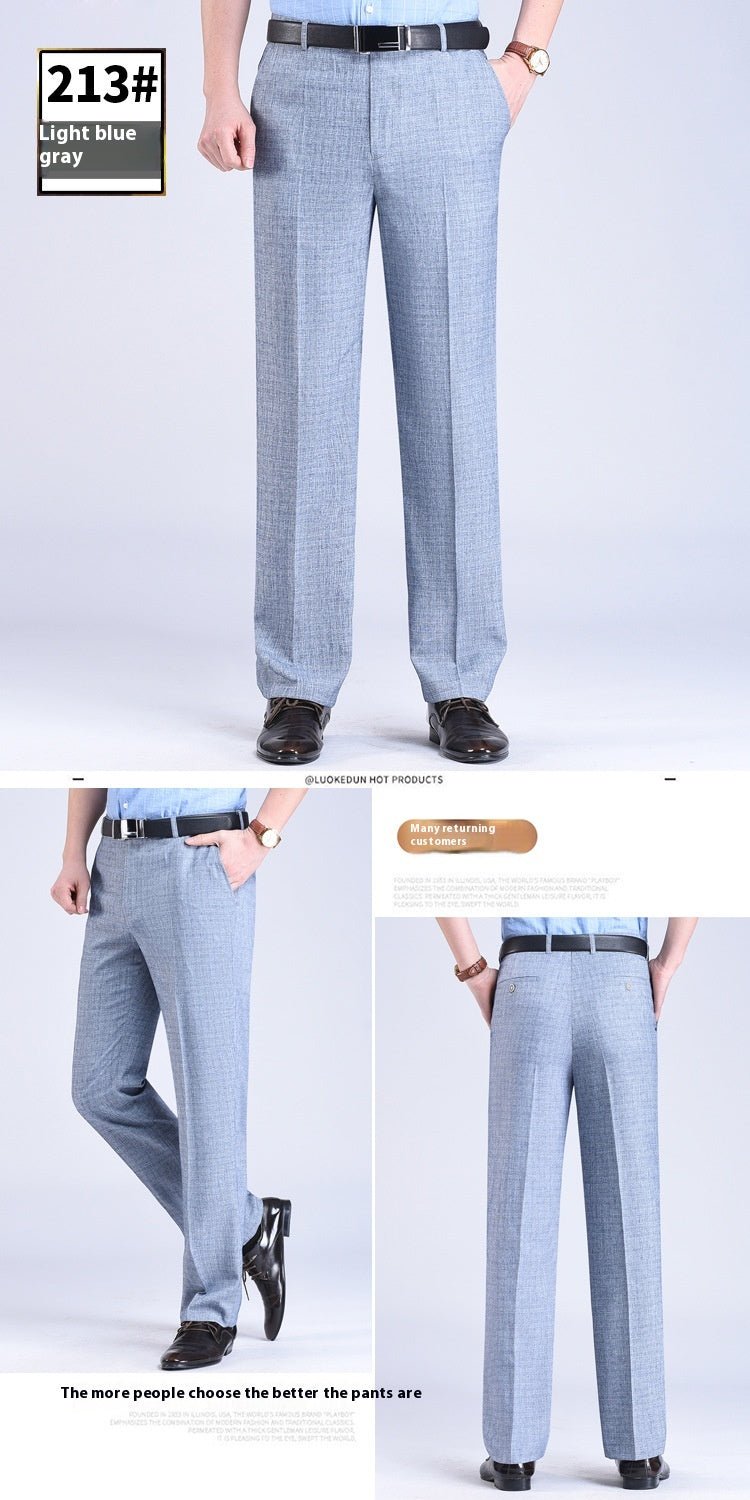 Men's Suit Pants High Waist Loose Business Formal Wear - Elora Moda