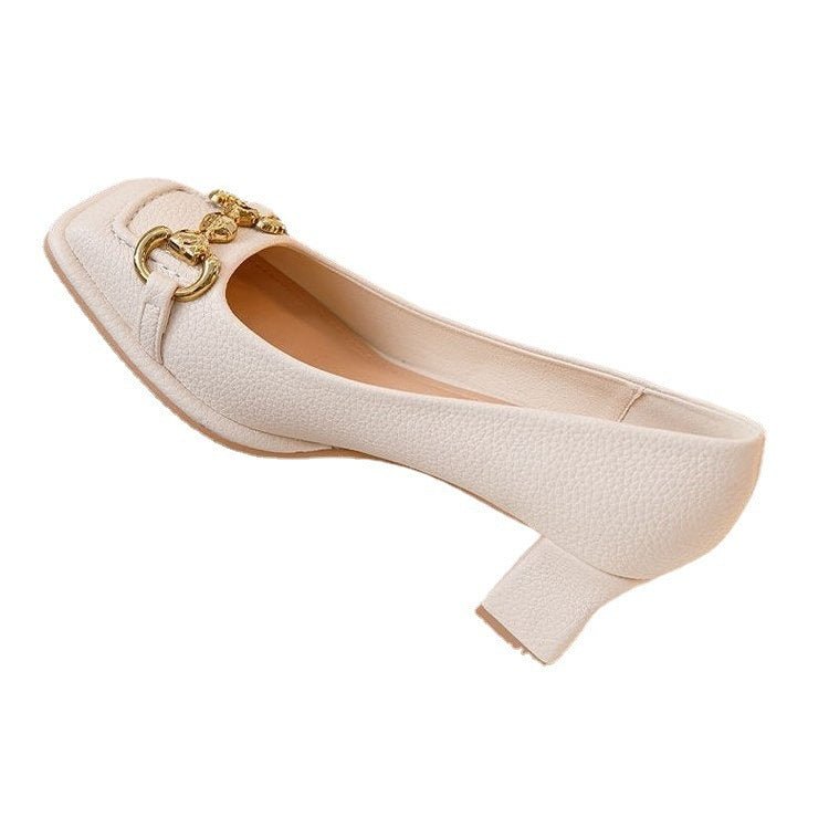 Women's French Mary Jane Chunky Heel Shoes - Elora Moda