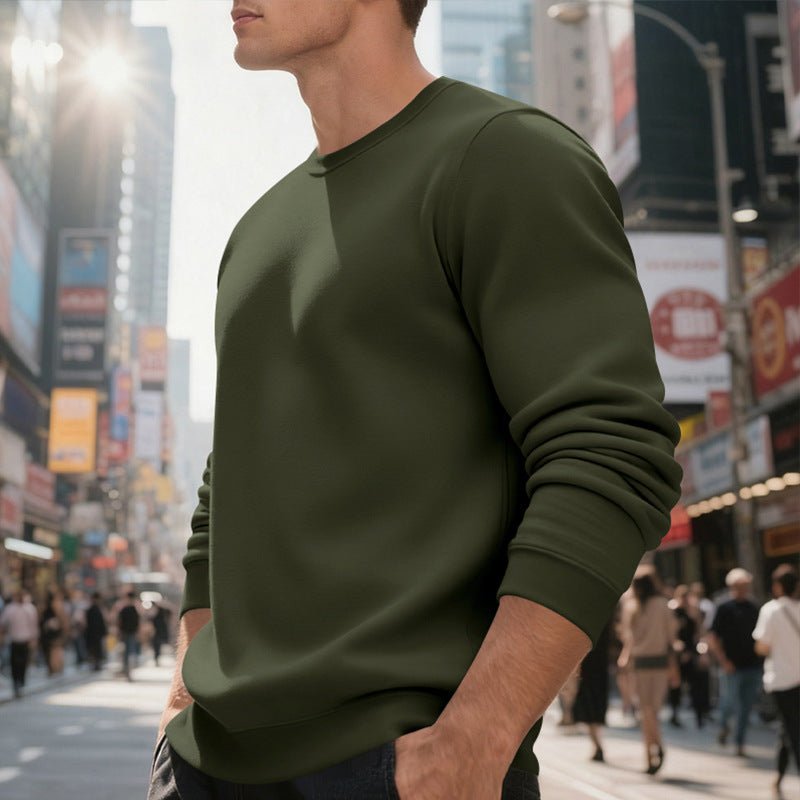 Fleece - lined Crew Neck Sweater Male Loose Casual Top - Elora Moda