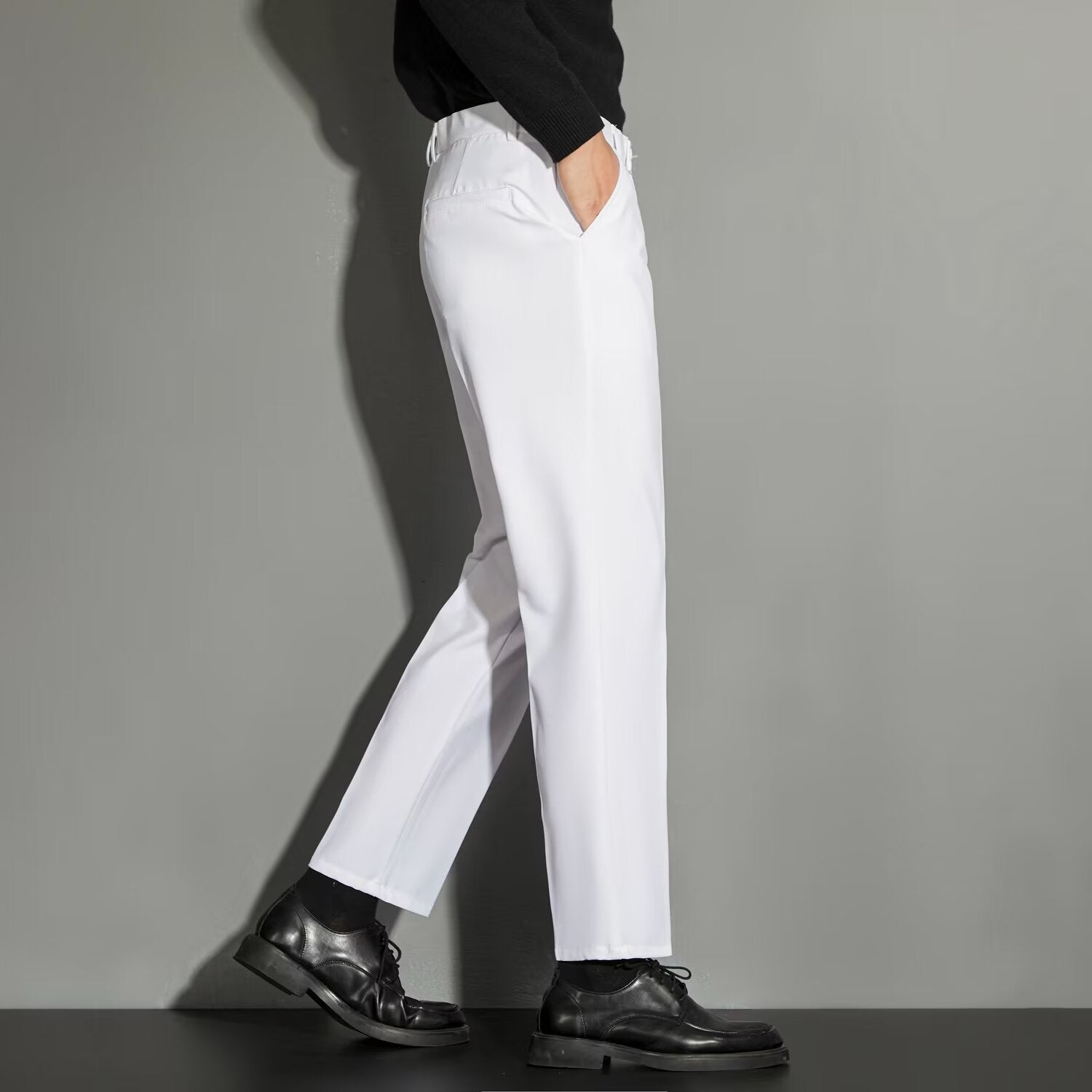 Spring Draping Effect Straight All-matching Ankle-length Suit Pants