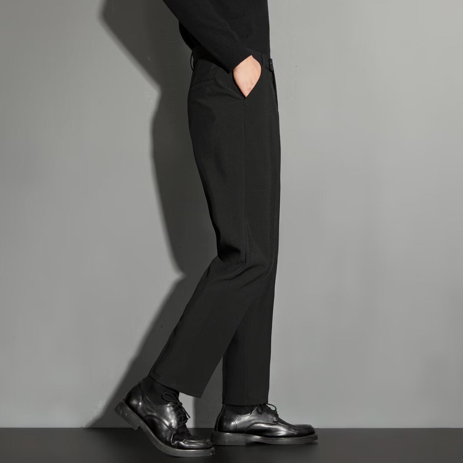 Spring Draping Effect Straight All - matching Ankle - length Suit Pants - Elora Moda