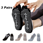 3 Pairs Yoga Socks For Women Non - Slip Grips Straps For Added Balance And Stability Ideal For Pilates Pure Barre Ballet Dance Barefoot Workout - Elora Moda