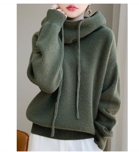 Women Solid Color Loose Thick Pullover - Elora Moda