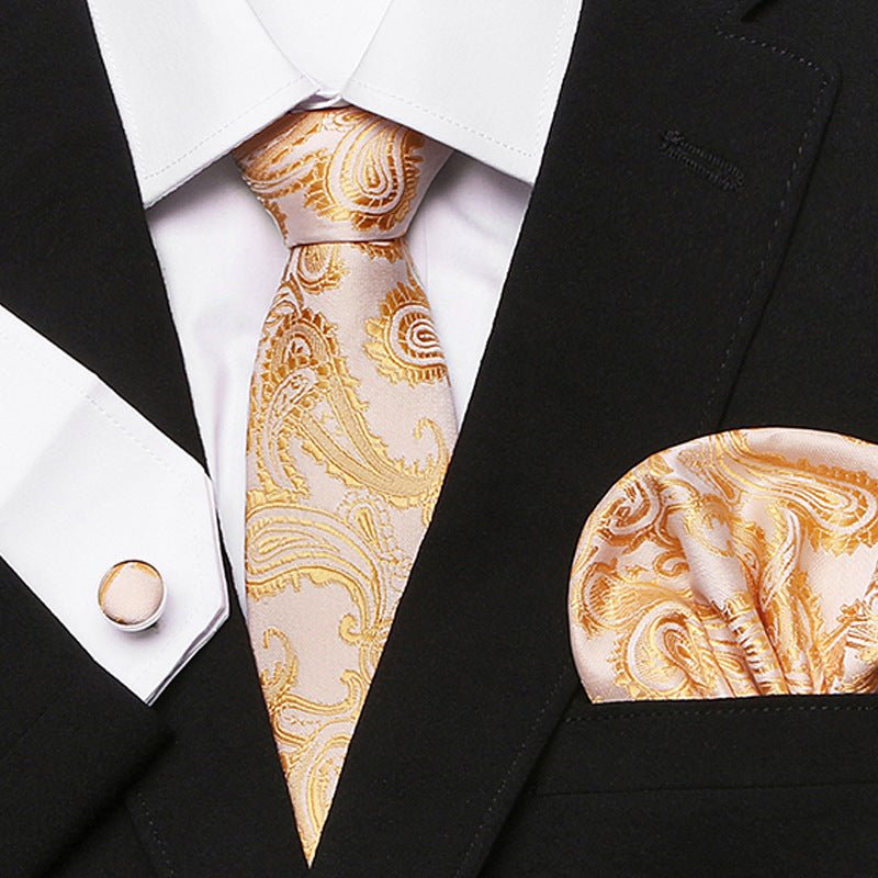 Men's Tie Three - Piece Suit Of New Cashew Flower Series Tie - Elora Moda