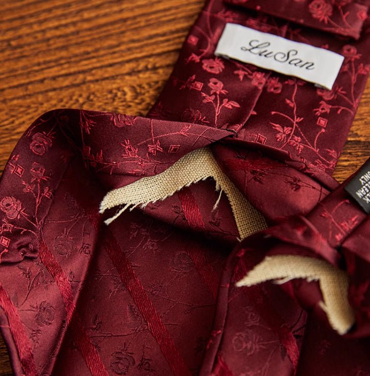 Three - fold Roll Wool Lining Handmade Tie Silk Jacquard Businese Suit Accessories - Elora Moda