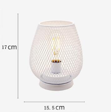 Retro Iron Art Table Lamp Battery Powered Night Light Hollowed Out Birdcage Desk Reading Lamp Bedroom Decor Bedside Table Lamp Home Decor - Elora Moda