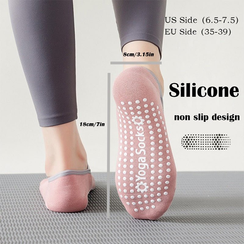 3 Pairs Yoga Socks For Women Non - Slip Grips Straps For Added Balance And Stability Ideal For Pilates Pure Barre Ballet Dance Barefoot Workout - Elora Moda