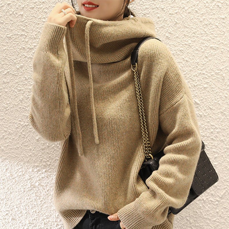 Women Solid Color Loose Thick Pullover - Elora Moda