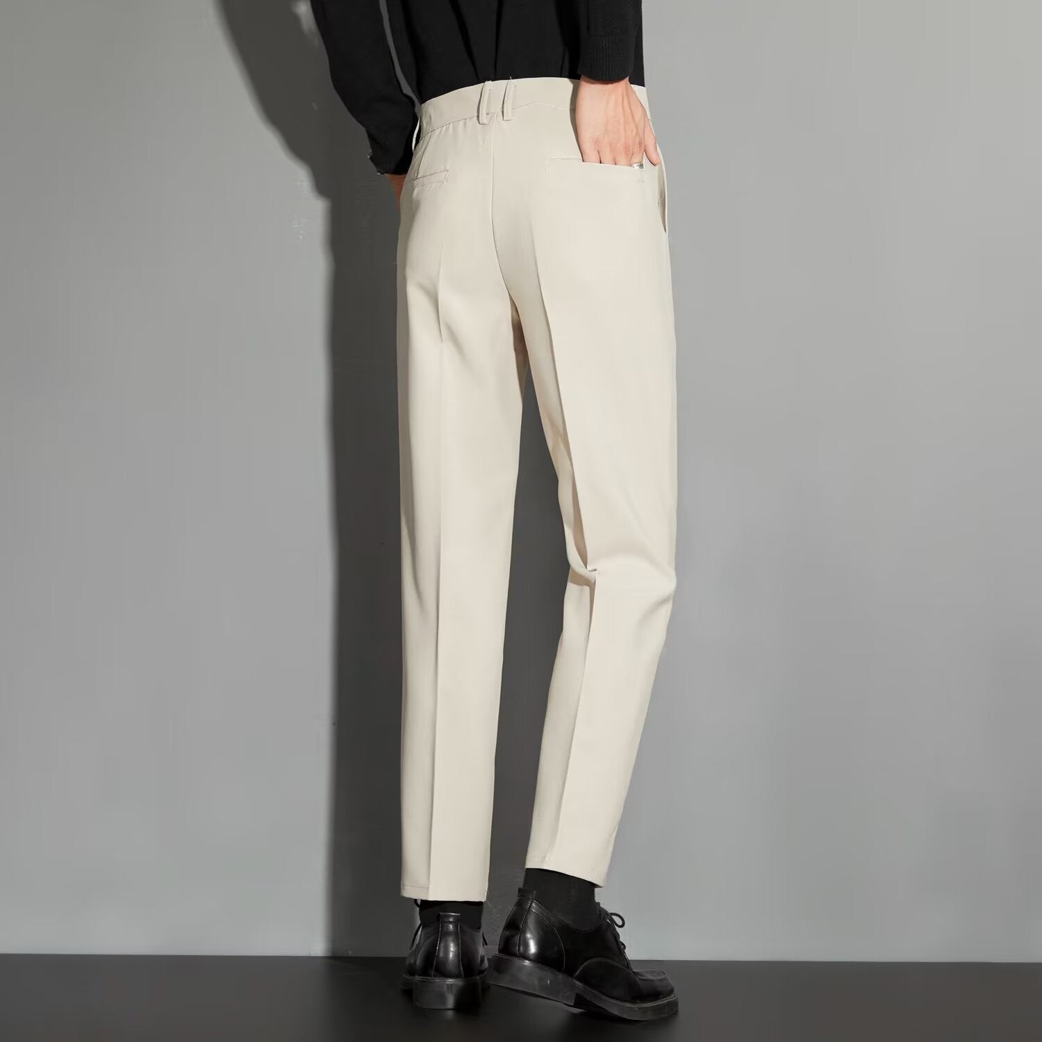 Spring Draping Effect Straight All - matching Ankle - length Suit Pants - Elora Moda