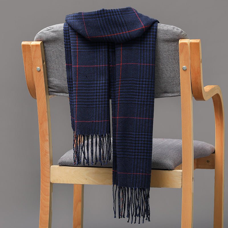 British Plaid Imitation Cashmere with Tassels Men's Scarf - Elora Moda