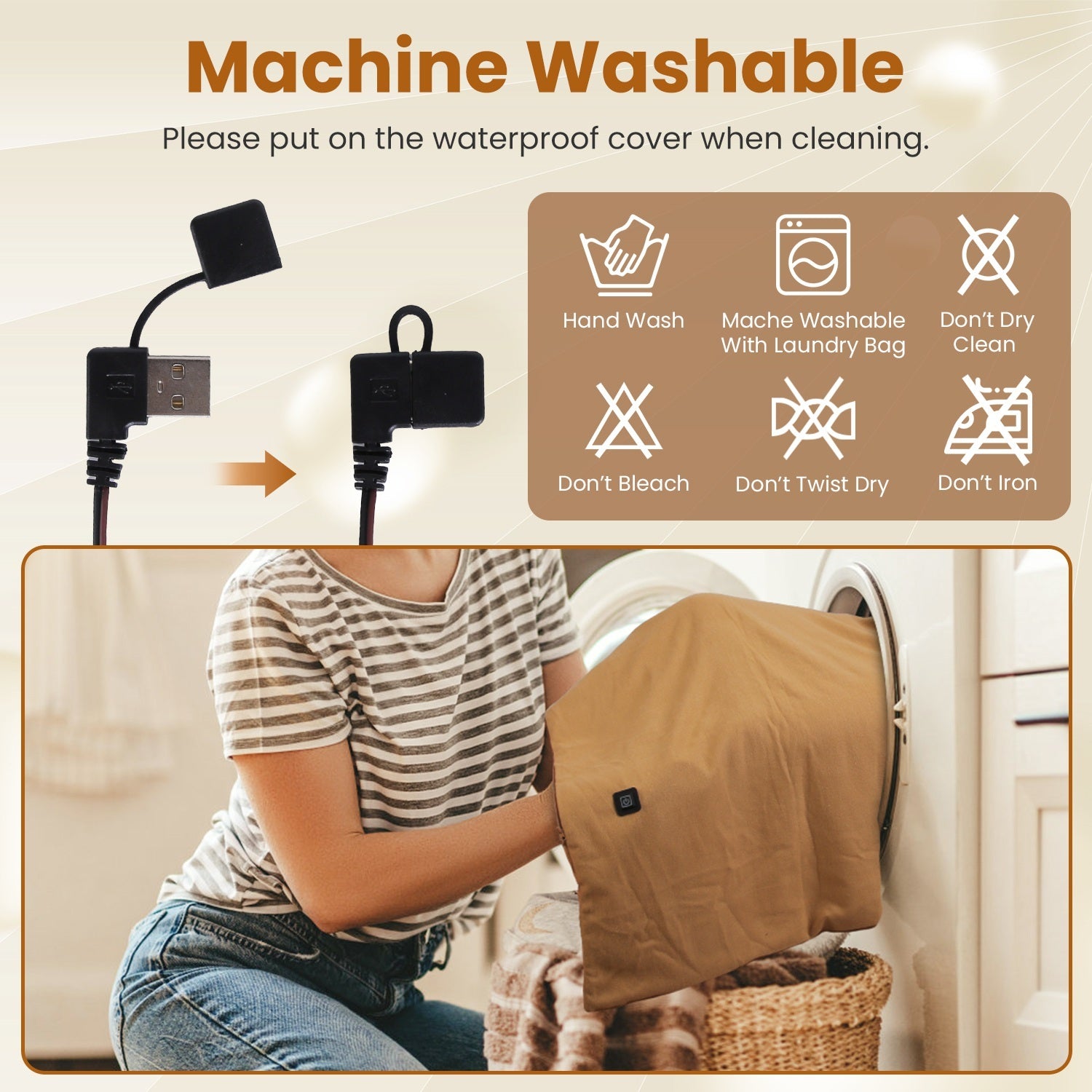 1Pc 79x24In USB Heated Shawl With Teasel Wearable Heating Blanket Electric Throw Wrap Indoor Outdoor With Zipper 3 Heating Levels Machine Washable For Outdoor Home Office - Elora Moda