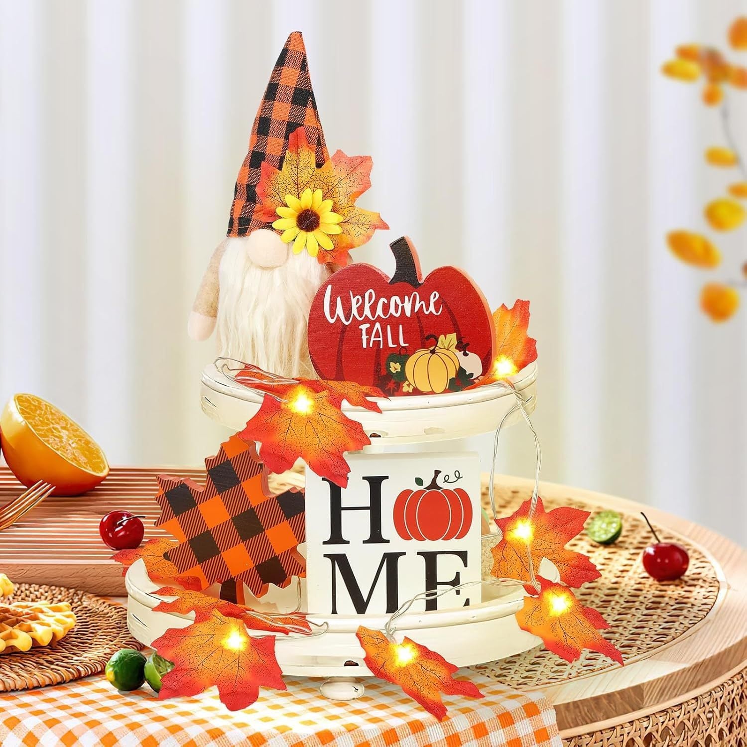Autumn Decor Set Gnome String Light Greeting Card - Elora Moda