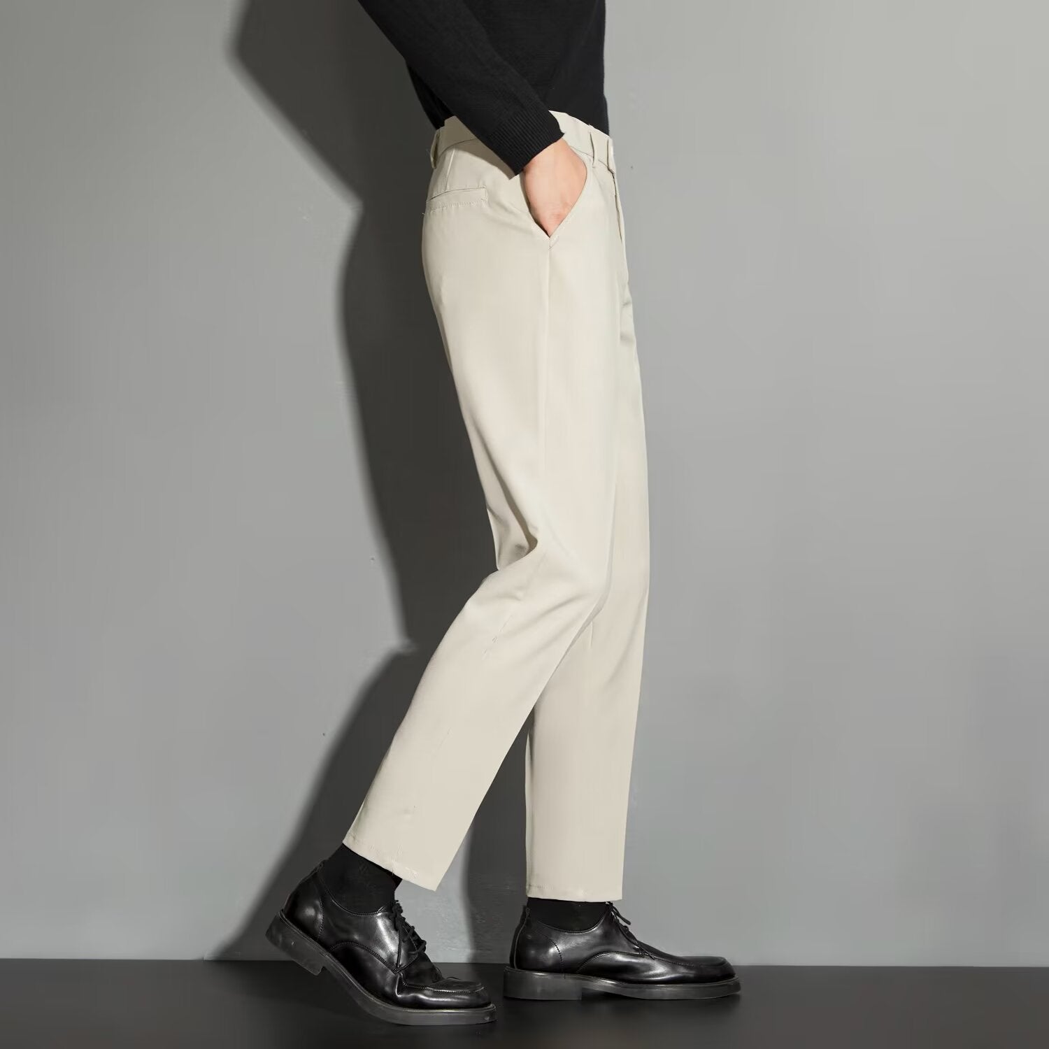 Spring Draping Effect Straight All-matching Ankle-length Suit Pants