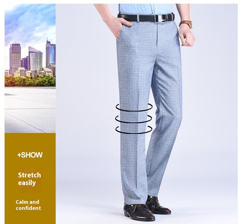 Men's Suit Pants High Waist Loose Business Formal Wear - Elora Moda