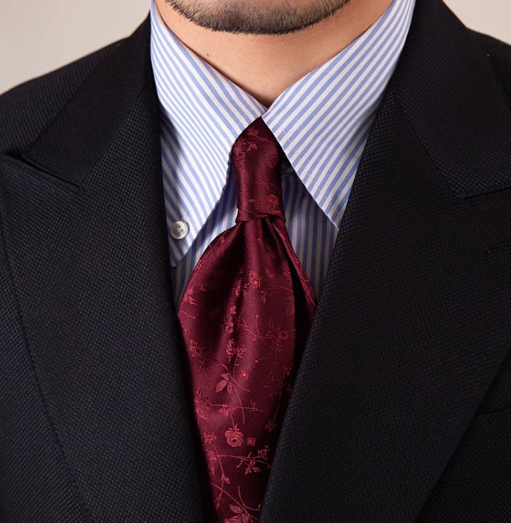 Three - fold Roll Wool Lining Handmade Tie Silk Jacquard Businese Suit Accessories - Elora Moda