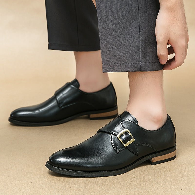 Leather Shoes Men's Business Formal Casual Breathable Increased Slip - on Buckle - Elora Moda