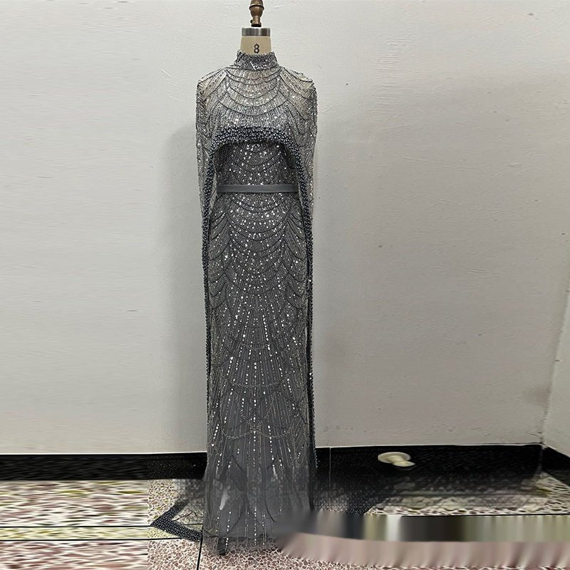 Evening Dress with Pearl Embroidery - Elora Moda