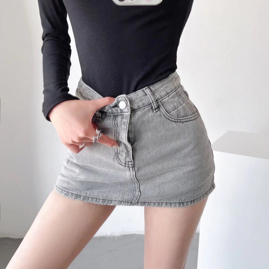Sheath Ultra Short Denim Skirted Leggings Anti - exposure Underpants Denim European And American - Elora Moda