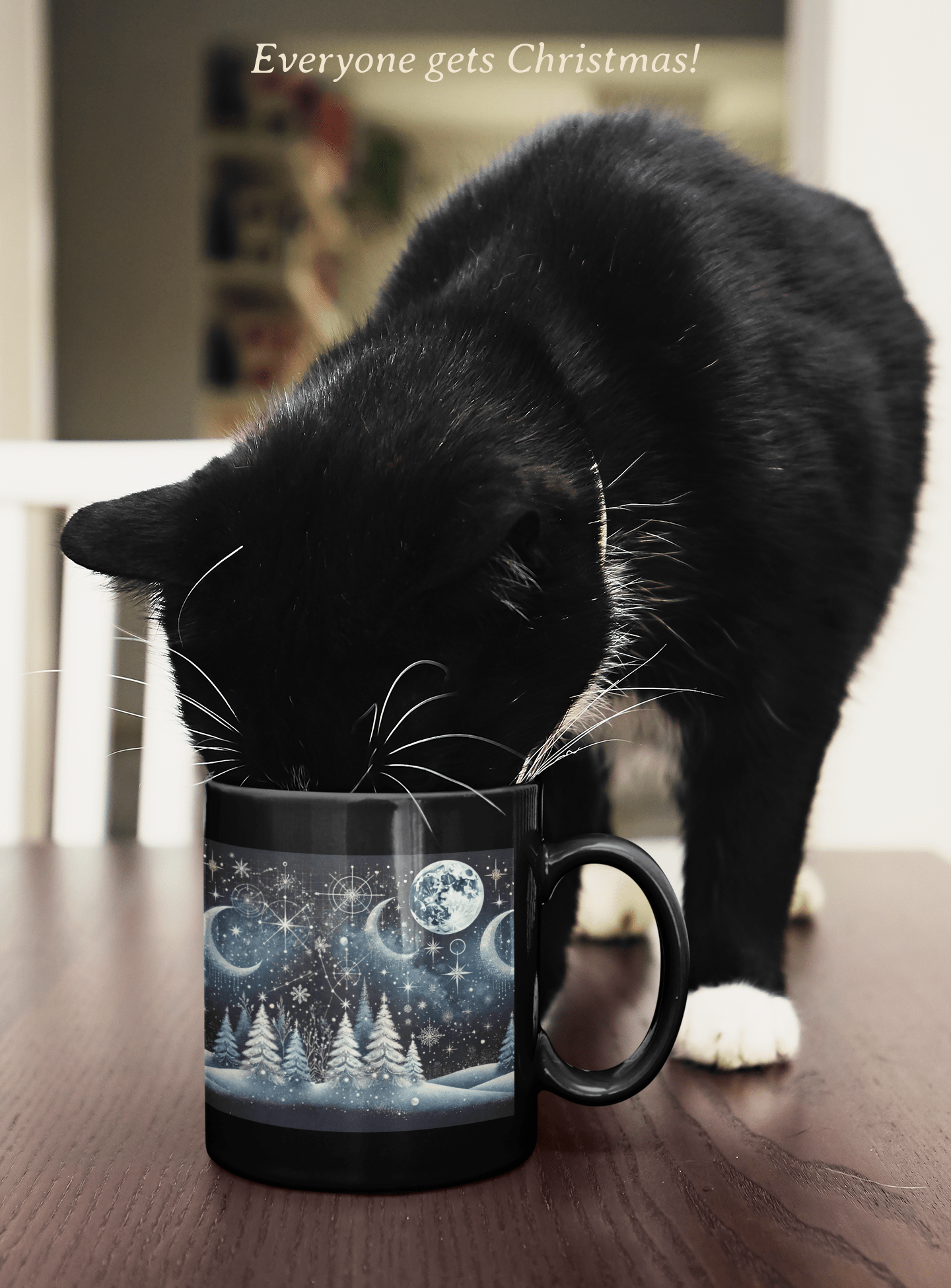 Celestial Christmas mug glossy black - Elora Moda