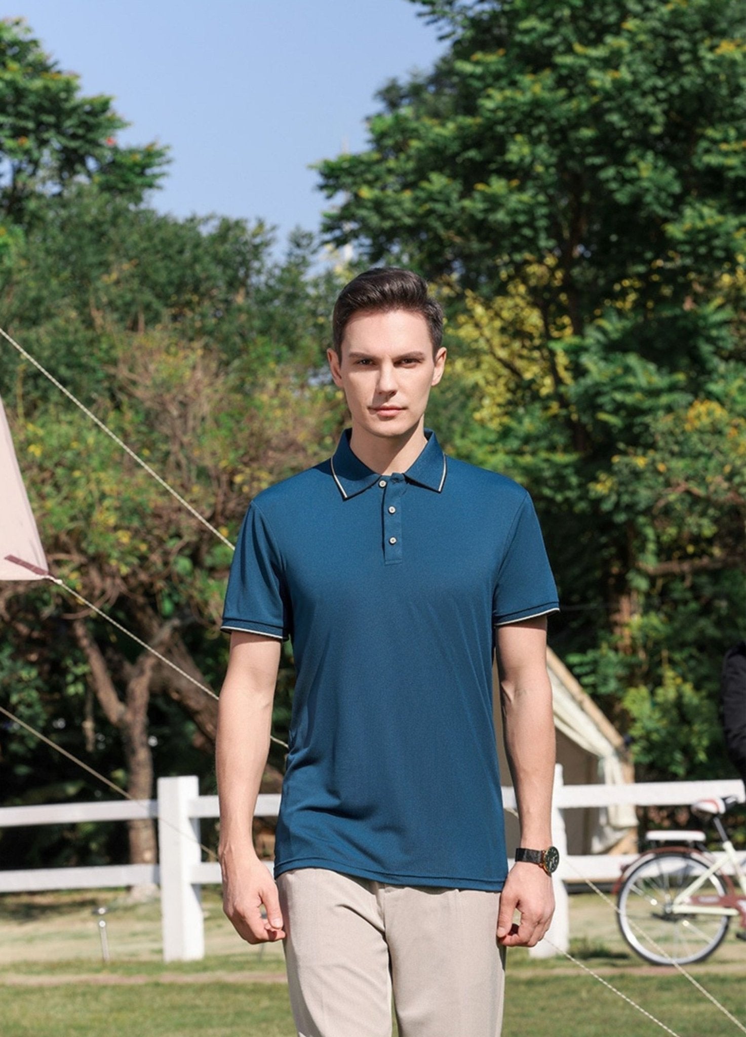 Men Ice Silk Lapel Polo Shirt - Elora Moda