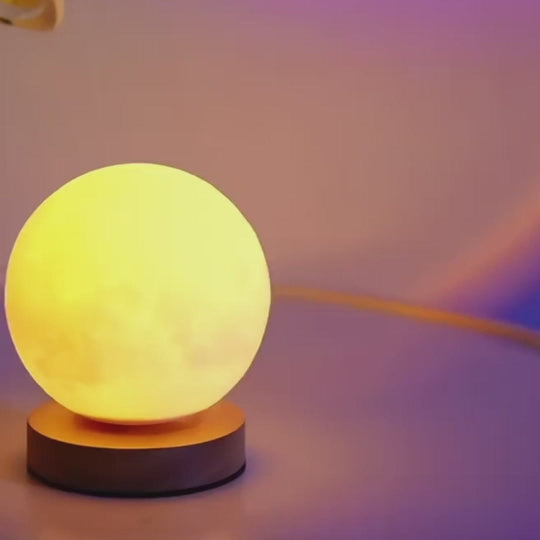 Load video: Creative 3D Magnetic Floating Levitating Moon Lamp Touch Control 3 Color Moon Light Lunar Night Light For Home Office Room Decor