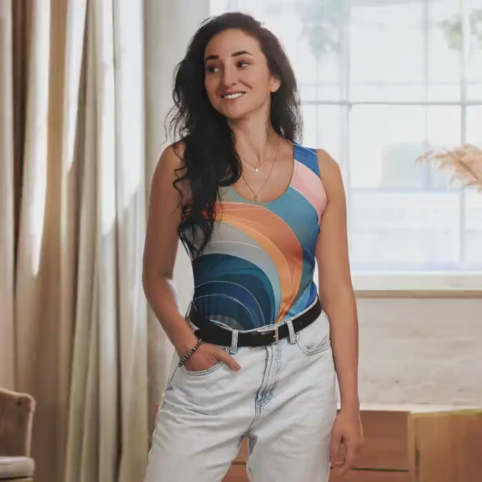 Load video: Yoga Top, Sublimation Tank Top, Lightweight Custom Printed Sleeveless Shirt, Comfortable Summer Activewear Tee